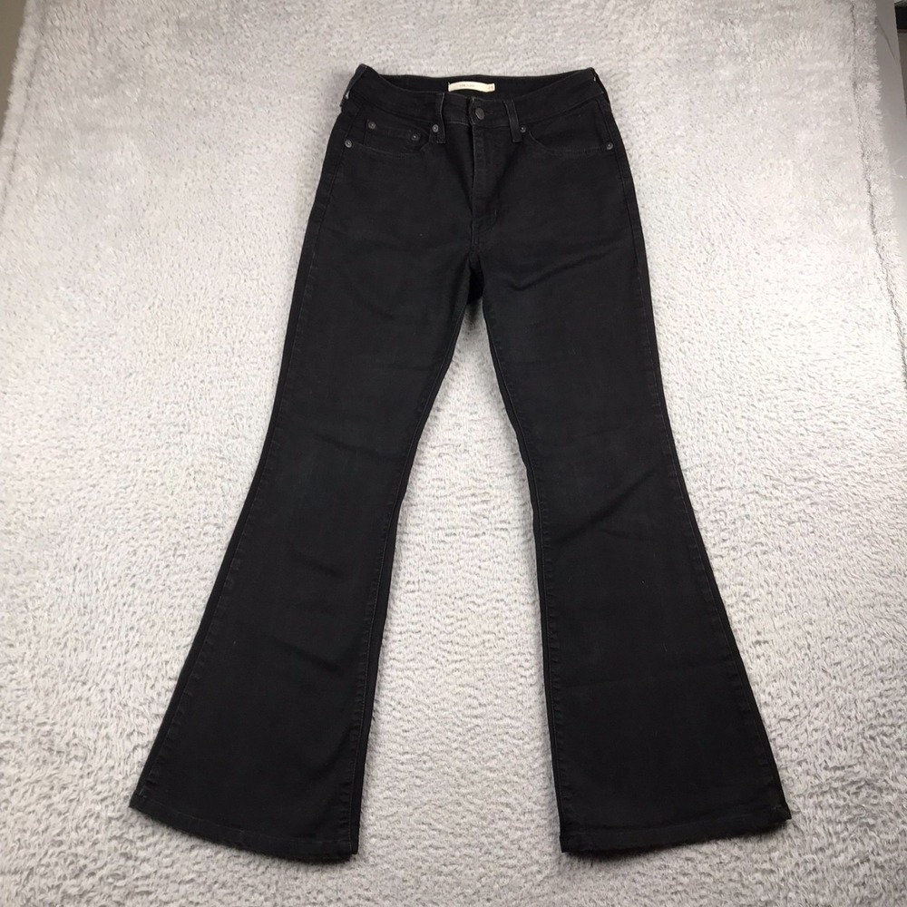 Levis 726 Flare Leg Jeans Womens 29 (28x27) Black High Rise Stretch Bell Bottom